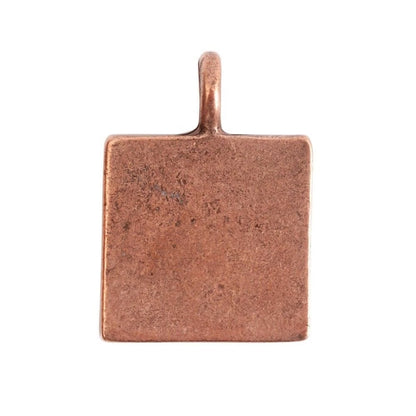 Antiqued Copper-Plated Pewter Square Bezel Pendant, 26.1x18.6mm - 1 pc