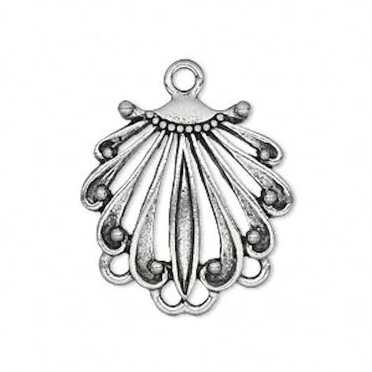 Antiqued Pewter Shell Link Connectors, 26x25mm, 2 pcs