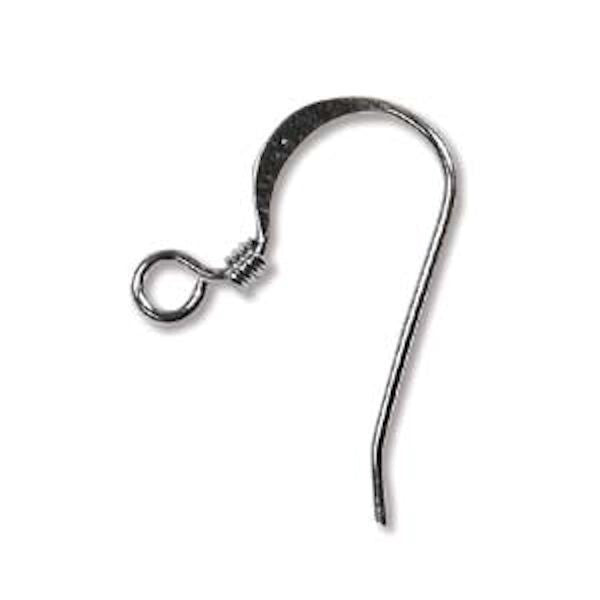 Black Oxide 18mm Flat Fishhook Ear Wires with 2mm Coil & Open Loop