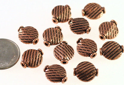 Antiqued Copper Textured Coin Beads, 10x12mm, 12 pcs