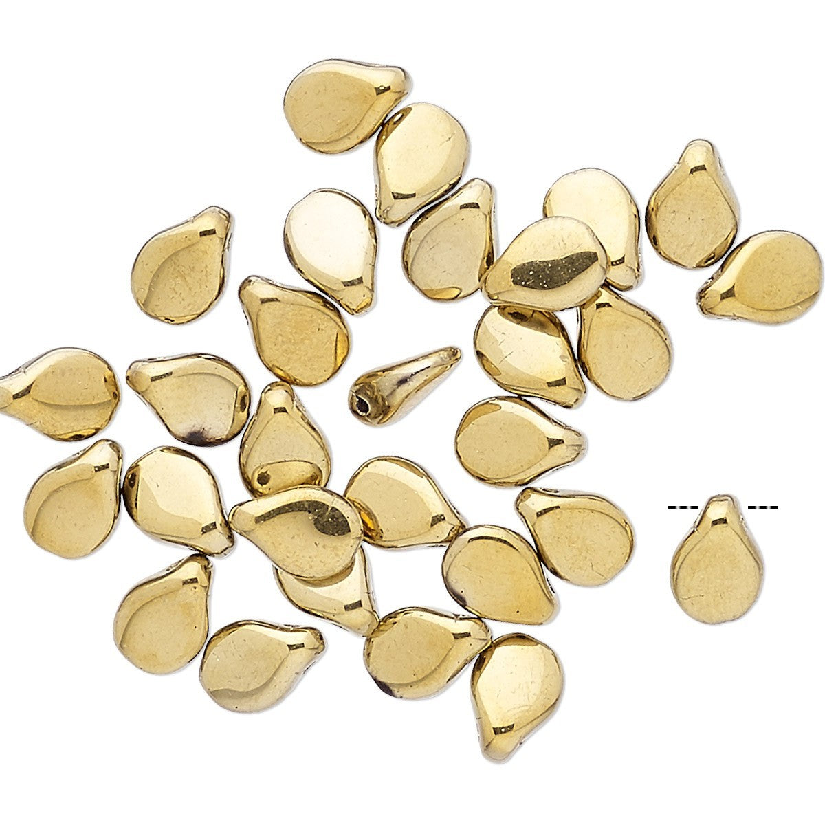 Czech Pressed Glass Pip Beads, Opaque Light Gold, 7x5mm, 30 pcs