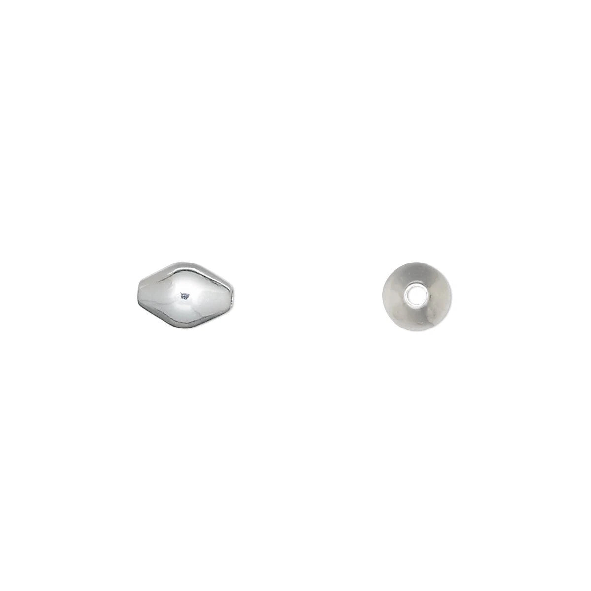 Silver Plated Brass Double Cone Beads, 5x7mm, 100 pcs