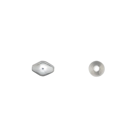 Silver Plated Brass Double Cone Beads, 5x7mm, 100 pcs