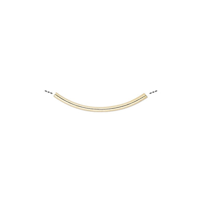 Gold Plated Brass Curved Tube Beads 20x1.2mm, 144 pcs