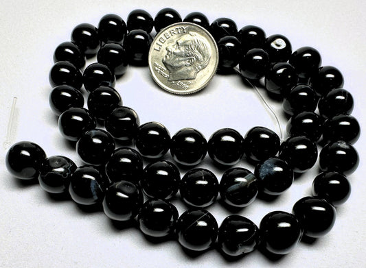 Bead, Black Agate (Dyed) 8mm Round Gemstone Beads 1 Strand(50)