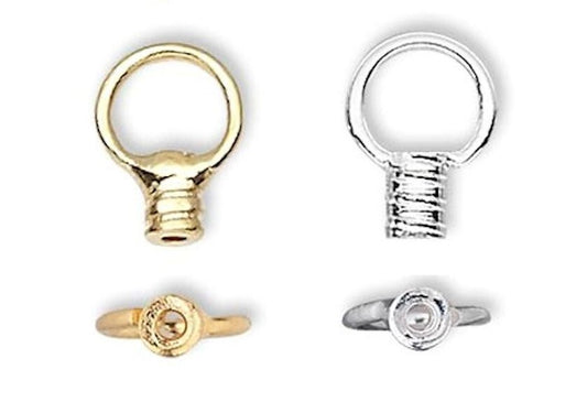 Crimp Ends with Loop, 2.5x1.5mm Tube, 0.5mm ID, Gold or Silver Plated, 10 pcs