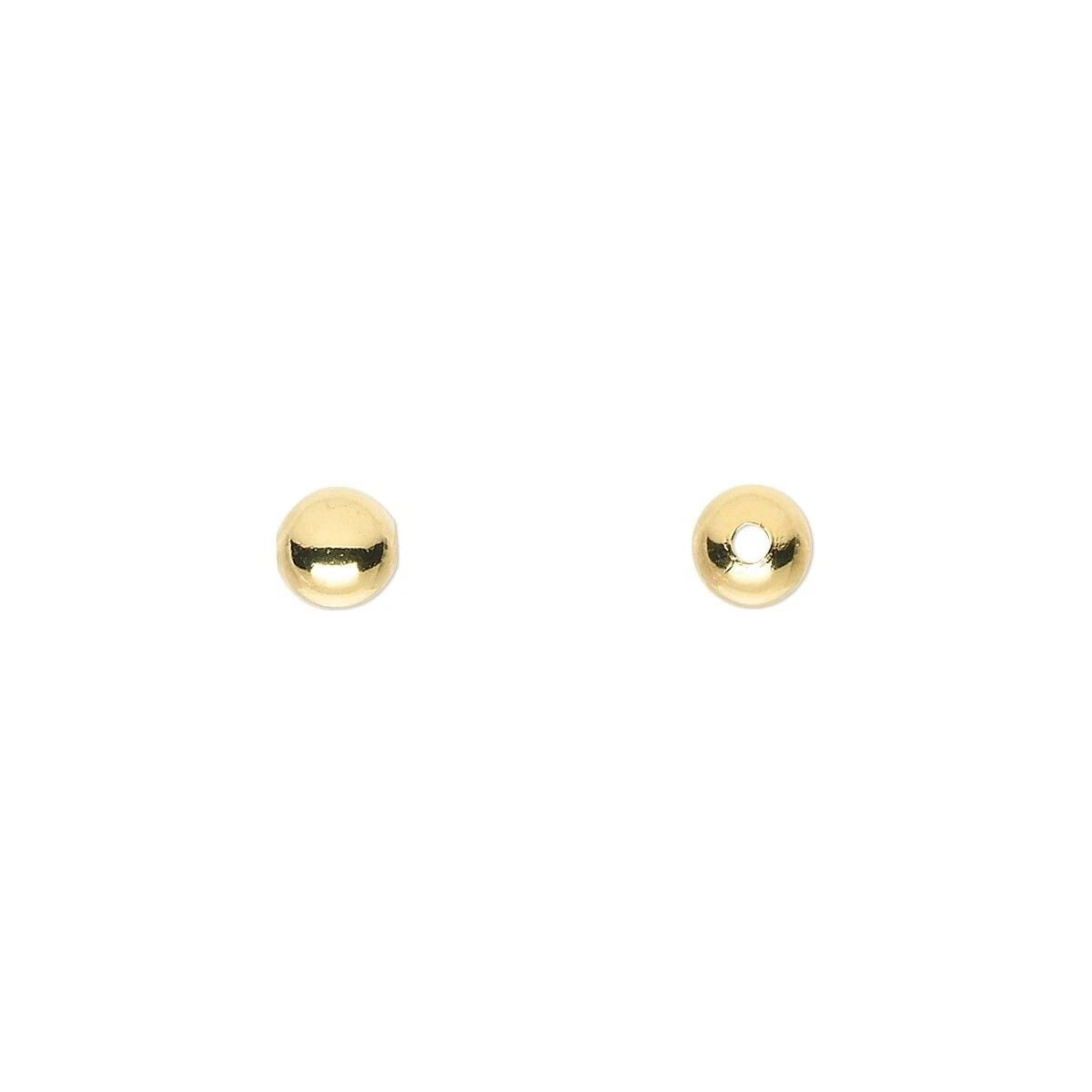 Gold Plated Brass Smooth Round Spacer Beads, 5mm