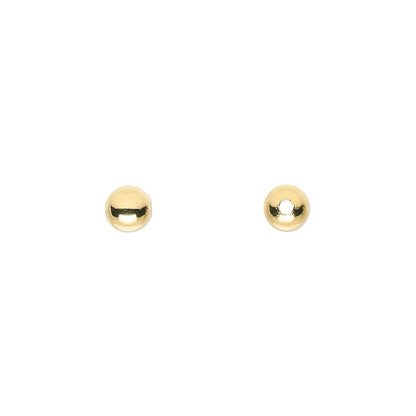 Gold Plated Brass Smooth Round Spacer Beads, 5mm