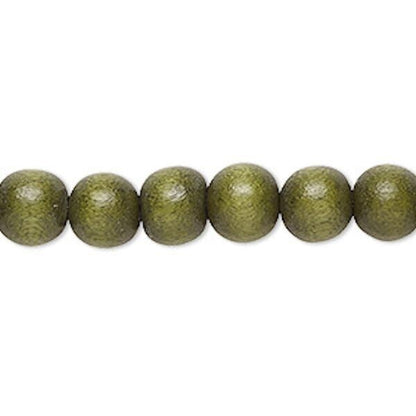 Dyed & Waxed Wood Round Beads 7-8mm - 2 Strands (approx. 108 pcs)