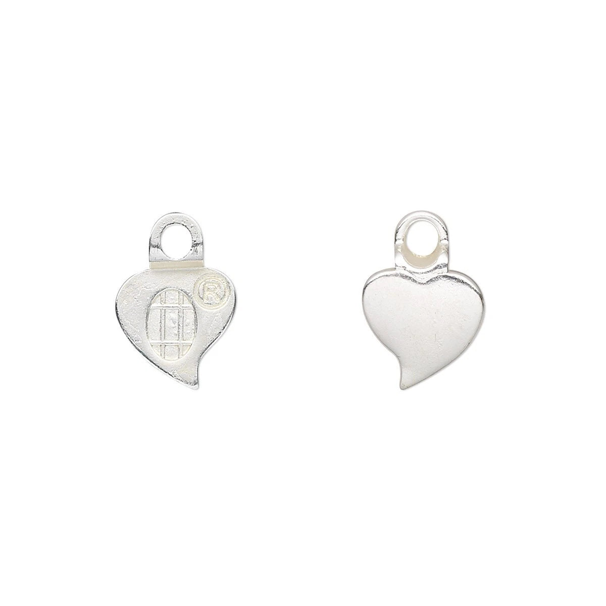 Aanraku Silver Plated Glue-On Heart Earring Bail, 9x13mm, 4 pcs