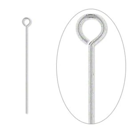 Beadsmith Silver Plated Brass Eye Pins, 4 inch, 21 Gauge, 144 pcs