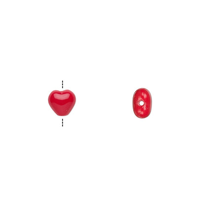 Czech Pressed Glass Opaque Red Heart Beads, 6mm, 1 Strand (approx. 66)