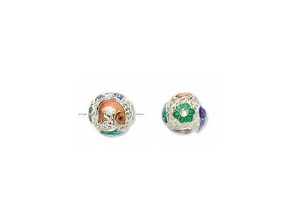 Multicolor Cloisonné Fish Round Beads 13.5mm, 5 pcs