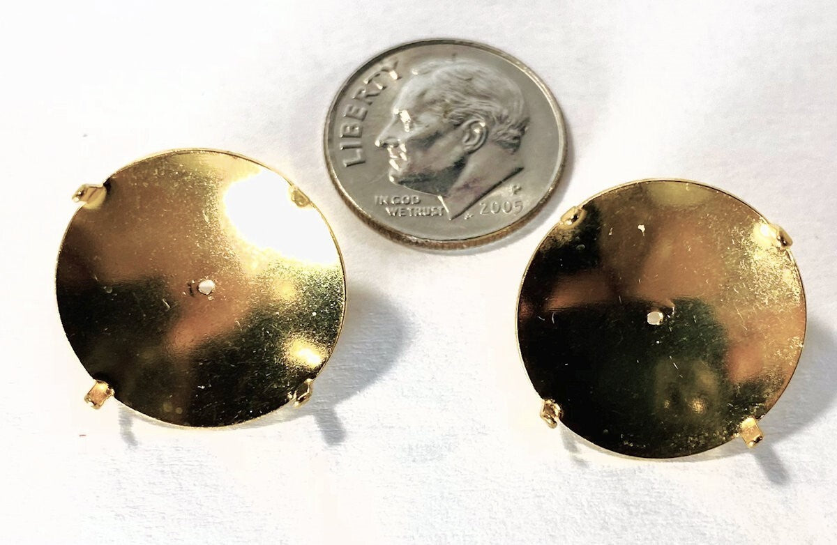 Gold Plated Flat Pad Pin Backs, 19mm, 10 pcs