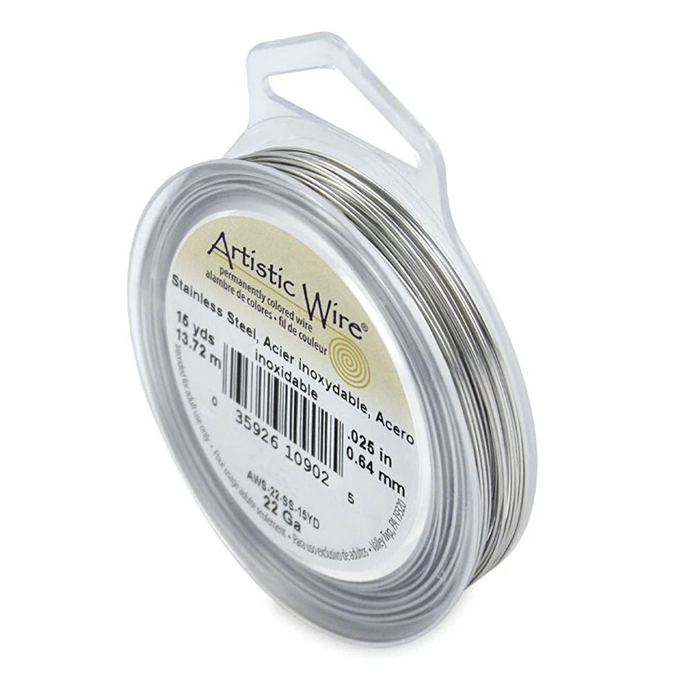 Artistic Wire Stainless Steel Round Wire, 22 Gauge (0.71mm), 15 Yards