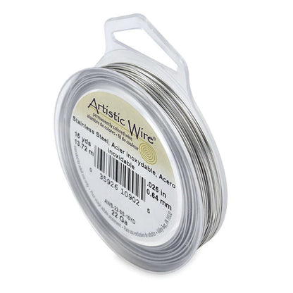 Artistic Wire Stainless Steel Round Wire, 22 Gauge (0.71mm), 15 Yards
