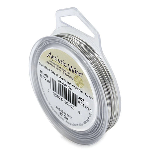 Artistic Wire Stainless Steel Round Wire, 22 Gauge (0.71mm), 15 Yards