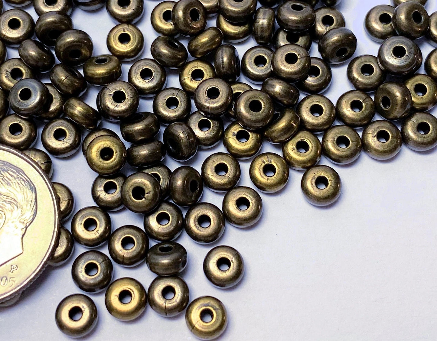 Antiqued Brass Plated Smooth Heishi Spacer Beads, 4.5x2.4mm, 144 pcs