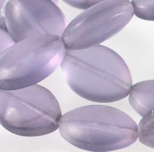 Lampwork Glass Frosted Teal Blue/Violet Puffed Oval Beads 15x11mm (15" Strand, approx. 24–26 pc)