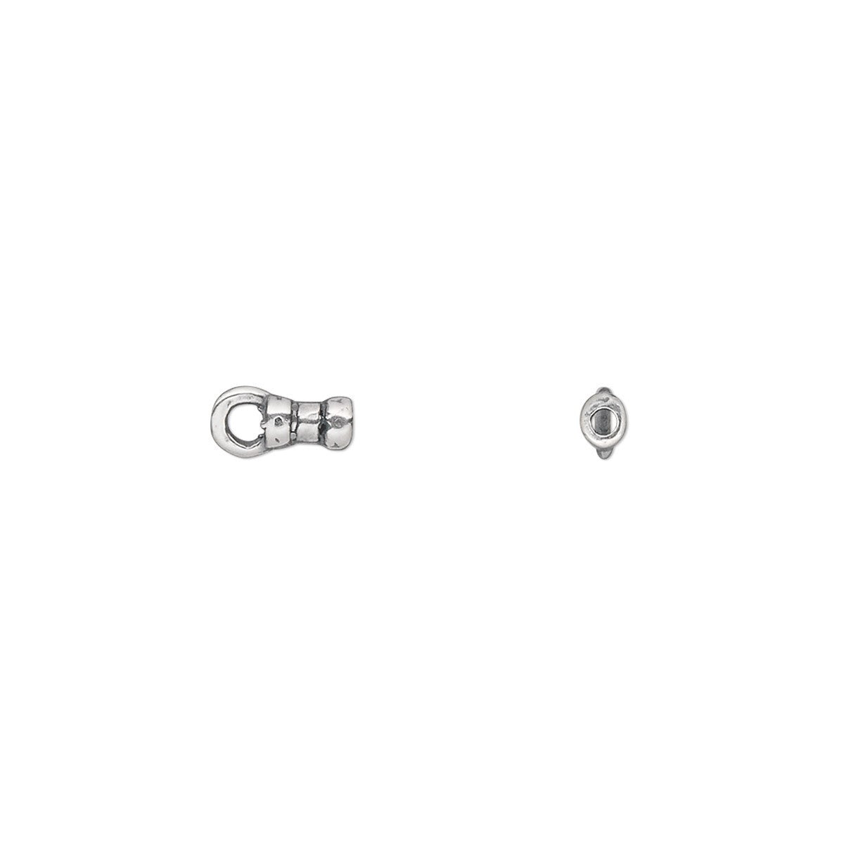 Antiqued Silver Plated Pewter Crimp Tube Ends with Loop 4x2.5mm 1mm ID – 4 pcs