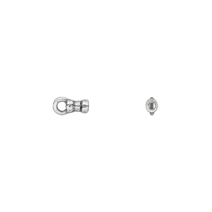 Antiqued Silver Plated Pewter Crimp Tube Ends with Loop 4x2.5mm 1mm ID – 4 pcs