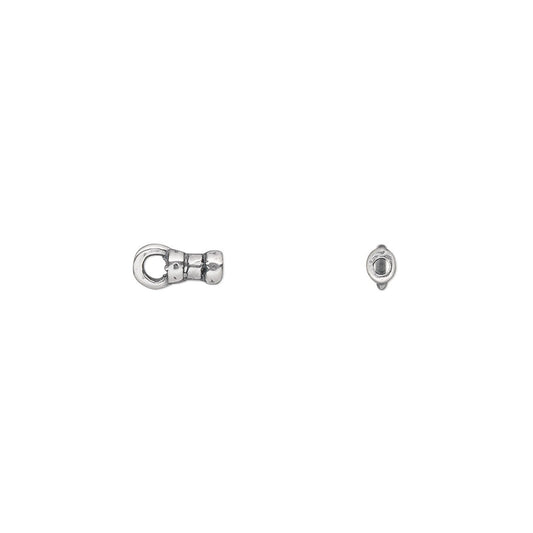 Antiqued Silver Plated Pewter Crimp Tube Ends with Loop 4x2.5mm 1mm ID – 4 pcs
