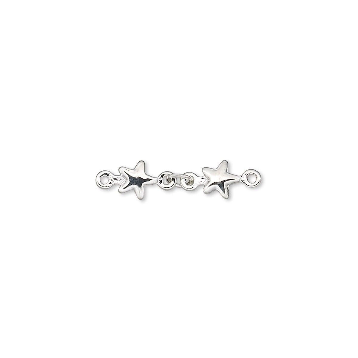 Silver Plated Brass Star Chain Extenders, 20mm - Pack of 6