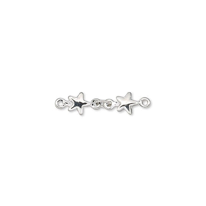 Silver Plated Brass Star Chain Extenders, 20mm - Pack of 6
