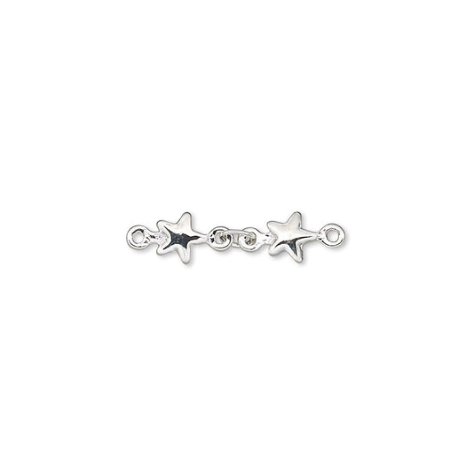 Silver Plated Brass Star Chain Extenders 20mm – 6 pcs