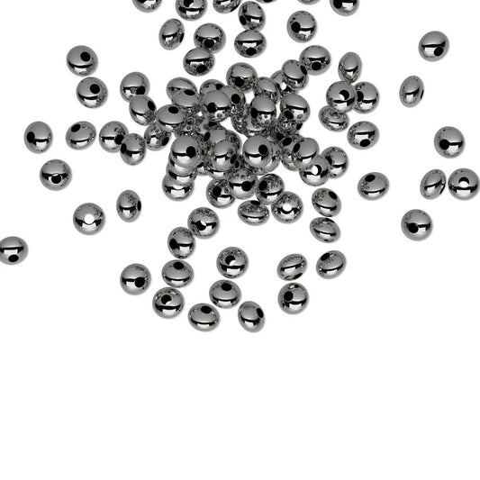 Gunmetal Plated Brass Smooth Rondelle Beads, 3x2mm, 144 pcs