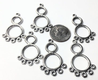 Antiqued Silver Plated Pewter 24x14mm Figure-8 Chandelier Drop with Loops, 12 pcs