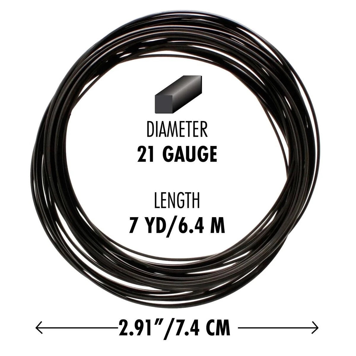 Beadsmith Black Square Wrapping Wire, 21 Gauge (1.02mm), 7 yd