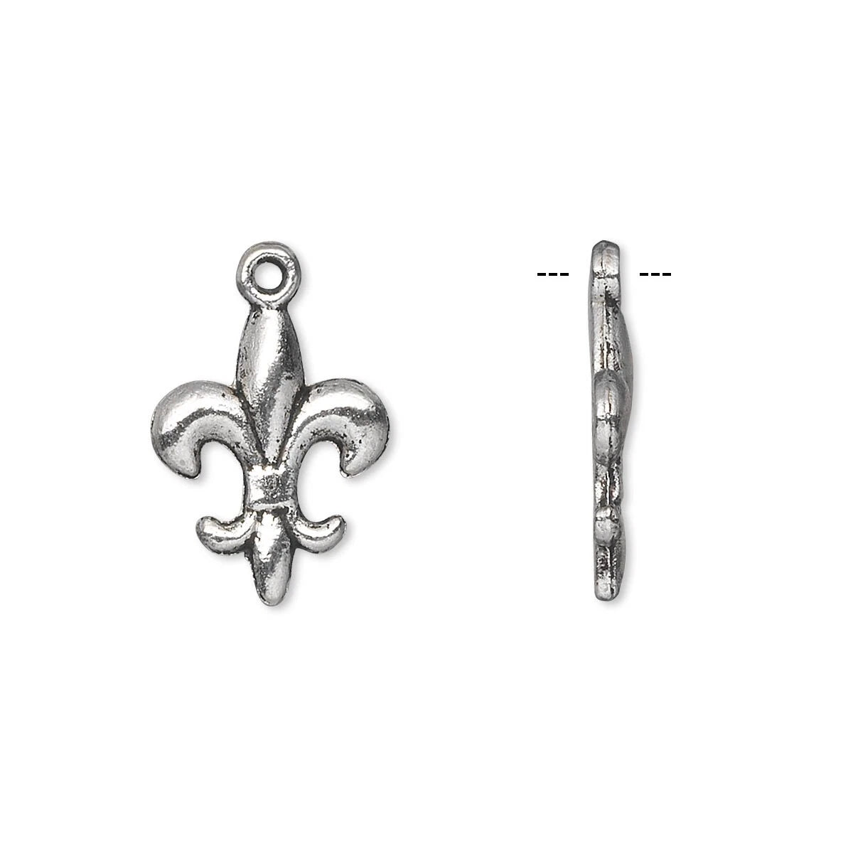 Antiqued Silver-Plated Pewter Fleur-de-Lis Charms, 15x12mm, 10 pcs