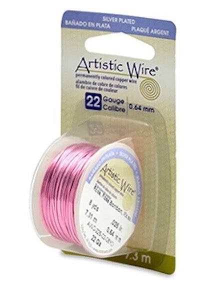 Artistic Wire Silver Plated Rose Pink Wrapping Wire, 22 Gauge (0.64mm), 8 yd