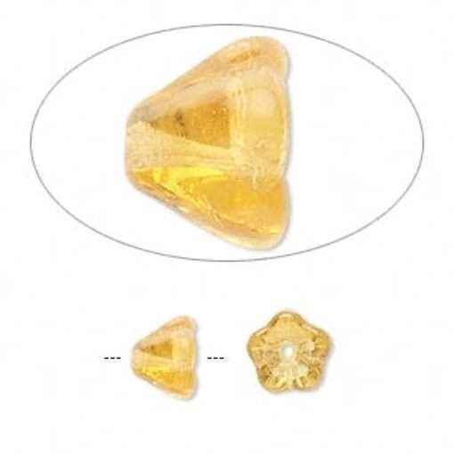 Czech Pressed Glass Bell Cone Flower Beads 8.5x6.5mm - 20 pcs