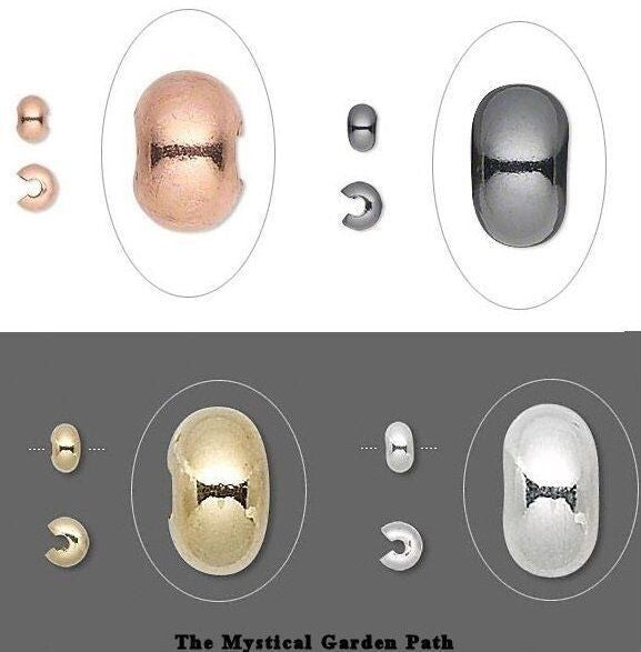 Crimp Covers, Smooth, 5mm, 10 pcs – Silver, Gold, Copper, or Gun Metal