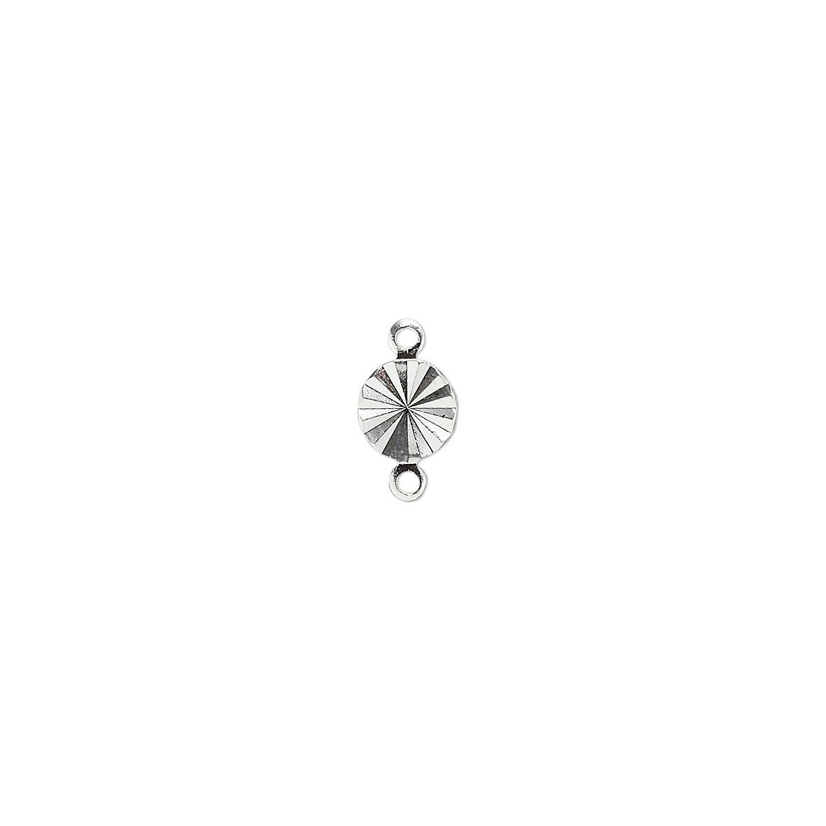 Silver Plated Brass Diamond Cut 6mm Round Link Connectors, 100 pcs