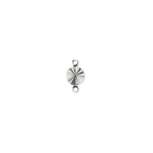 Silver Plated Brass Diamond Cut 6mm Round Link Connectors, 100 pcs
