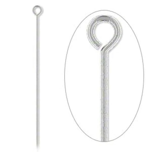 Antiqued Silver Plated Brass Eye Pins, 2.5 inch, 21 Gauge, 100 pcs