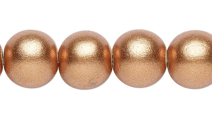 Metallic Copper Round Wood Beads, 8mm or 10mm — 2 Strands