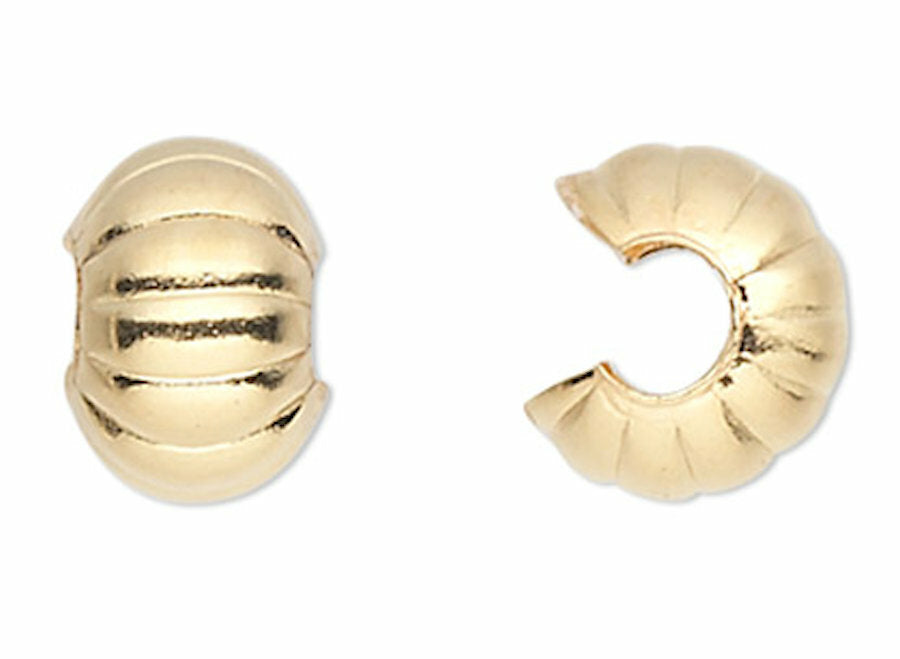 4mm Corrugated Crimp Covers, Brass — Gold, Silver or Black Oxide