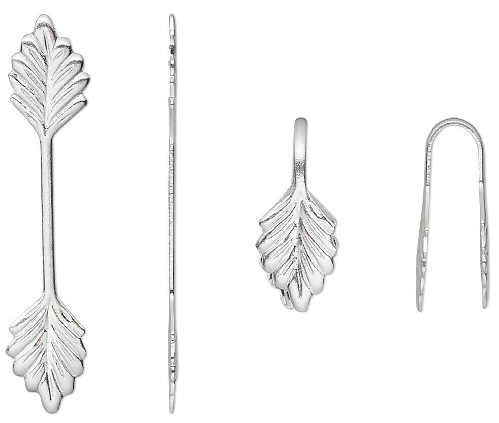 Glue-On Leaf Bail, Fold-Over, Gold or Silver Plated Brass, 29x6mm