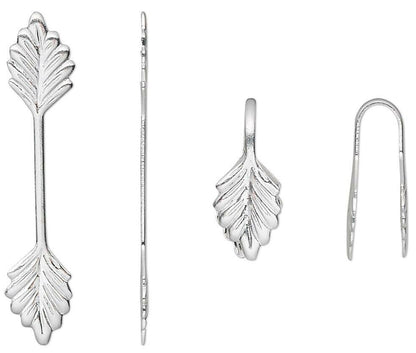 Glue-On Leaf Bail, Fold-Over, Gold or Silver Plated Brass, 29x6mm