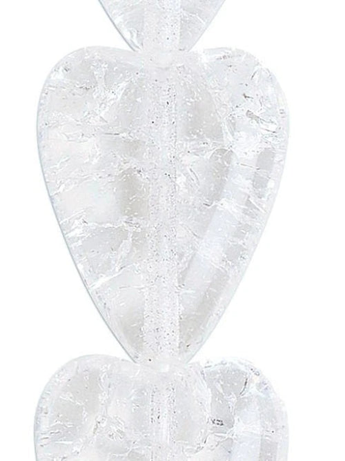 Czech Clear Crackle Glass Heart Beads, 17x13mm, 1 Strand (approx. 20)