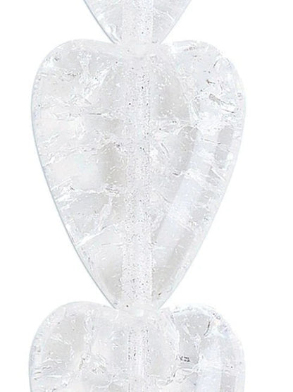 Czech Clear Crackle Glass Heart Beads, 17x13mm, 1 Strand (approx. 20)