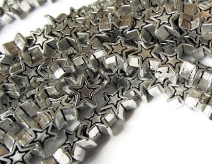 Antiqued Silver Pewter Double-Sided Star Spacer Beads, 6x3mm, 100 pcs