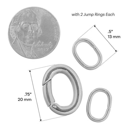 Antiqued Brass Self-Closing Hinged Bail Clasp Set, 16x20mm Oval, 2 Sets