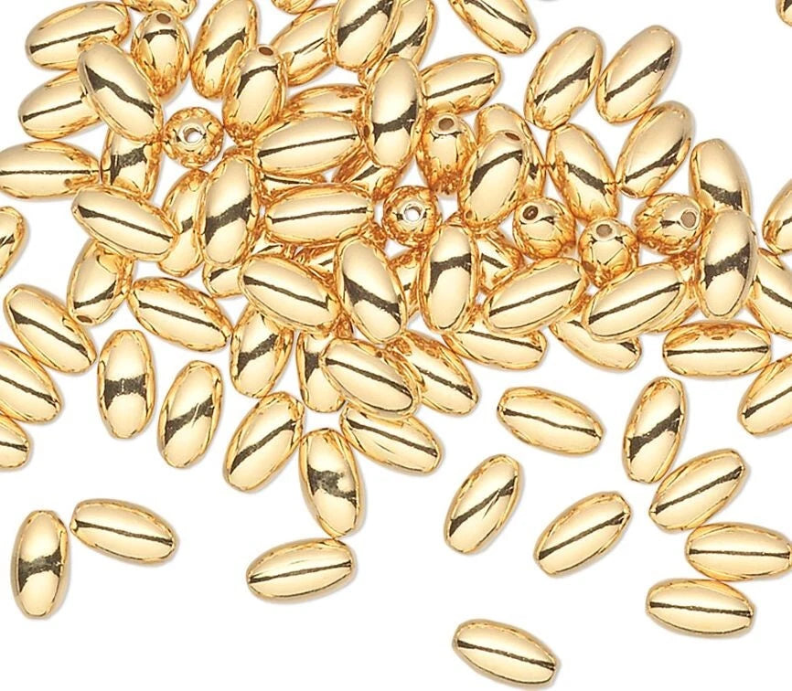 Gold Plated Brass Smooth Oval Spacer Beads, 5x3mm (100)