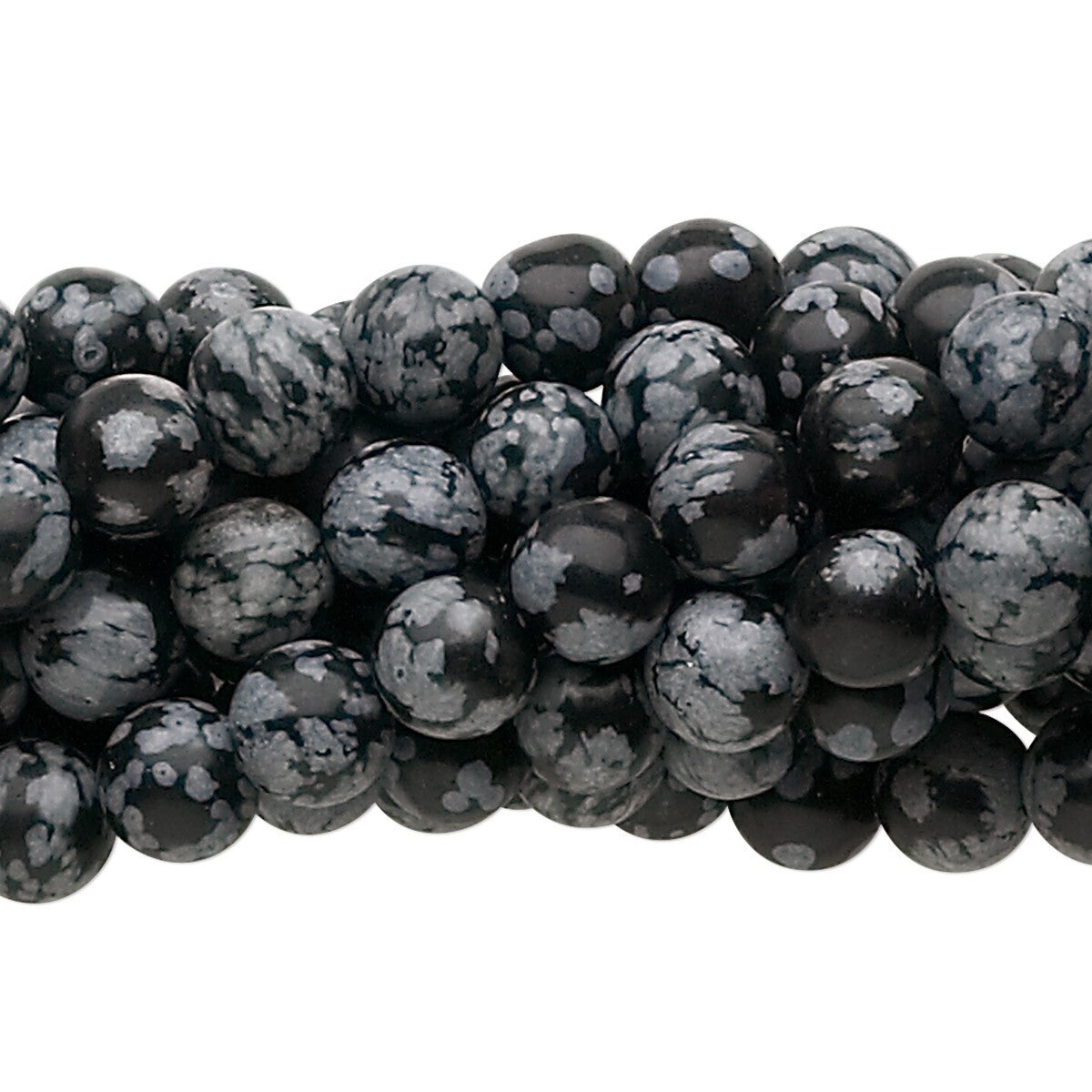 Natural Snowflake Obsidian 6mm Round Beads, 1 Strand (approx. 67)