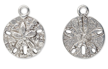 Antiqued Silver Pewter Sand Dollar Drop Charms 20x16mm – 4 pcs